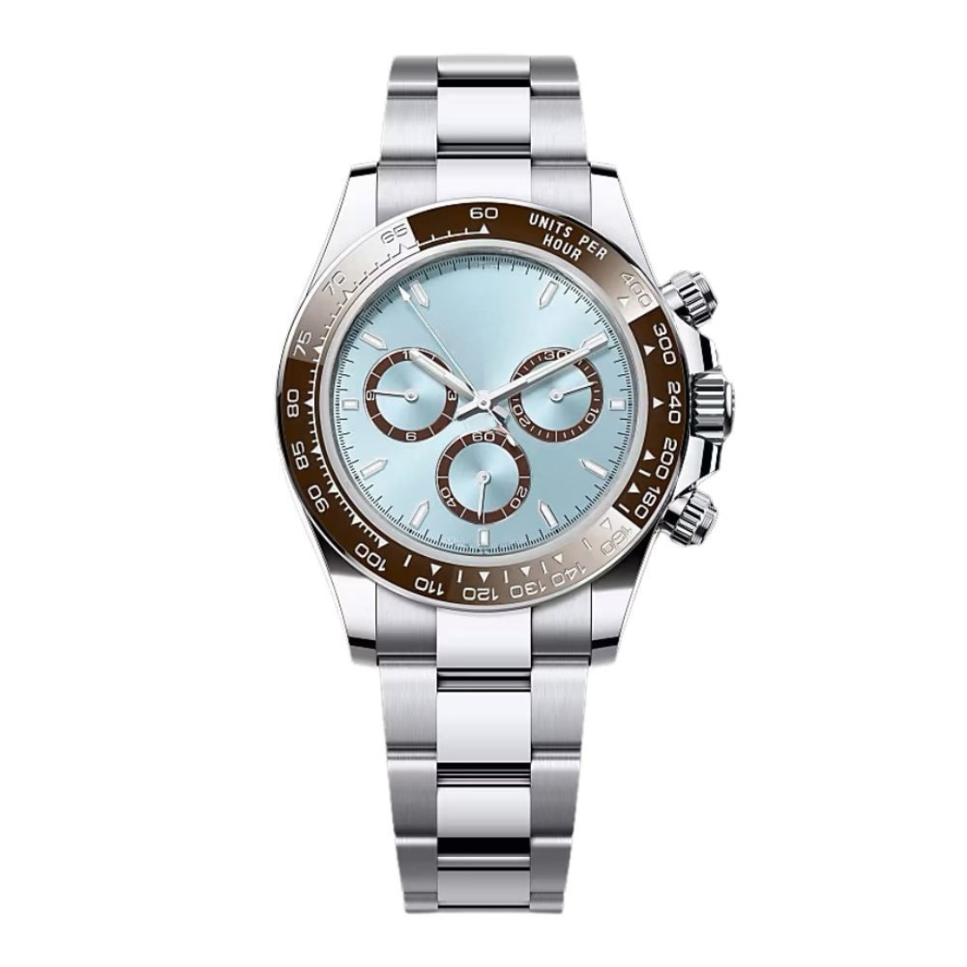 Pale Blue Centre Watch - Brown Outer Ring