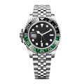 Green Border Watch - Black Dial & Metal Bracelet
