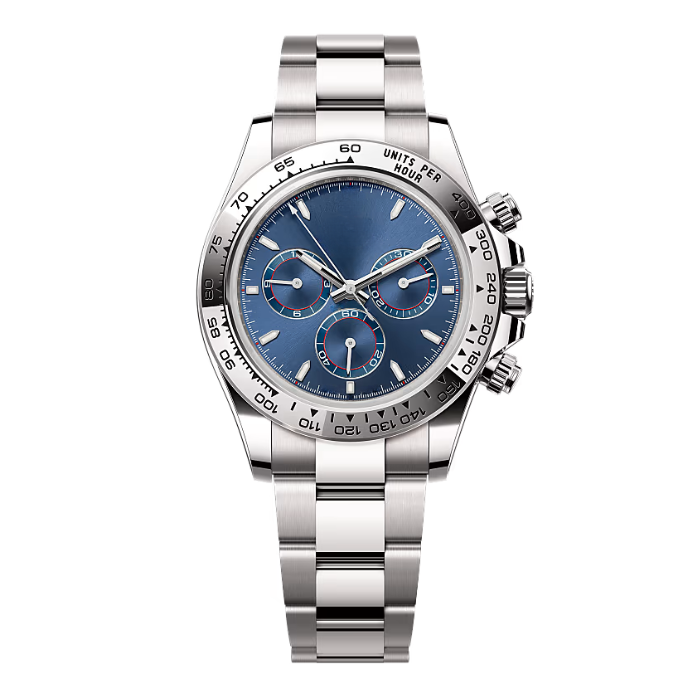 Blue Silver Detail Watch - Marked Outer Ring