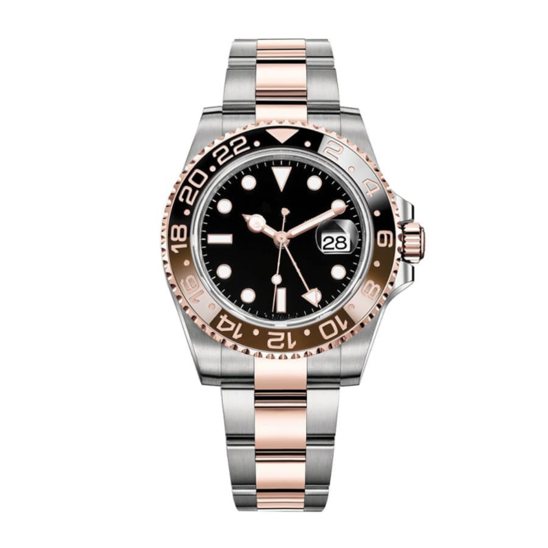 Brown Border Watch - Black Dial & Rose-Tone Mix