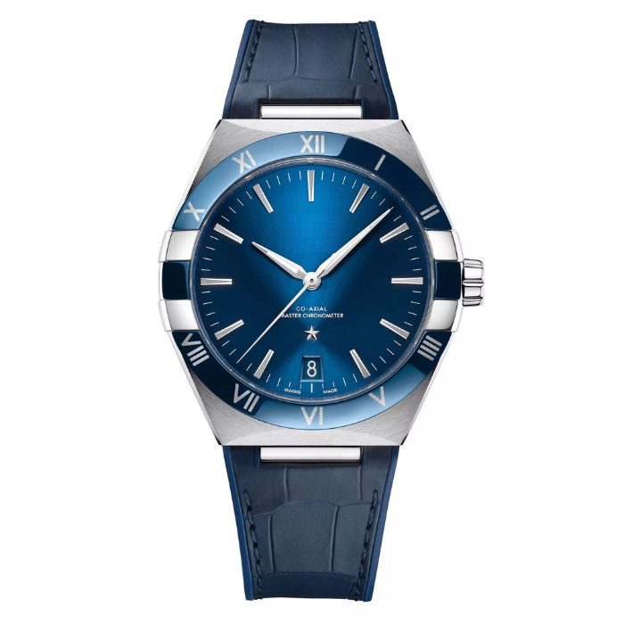 Silver Blue Watch - Two-Tone Dial