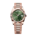 Green Rose Watch - Warm-Tone Metal Bracelet