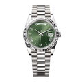 Green Ridged Watch - Silver-Tone Bracelet