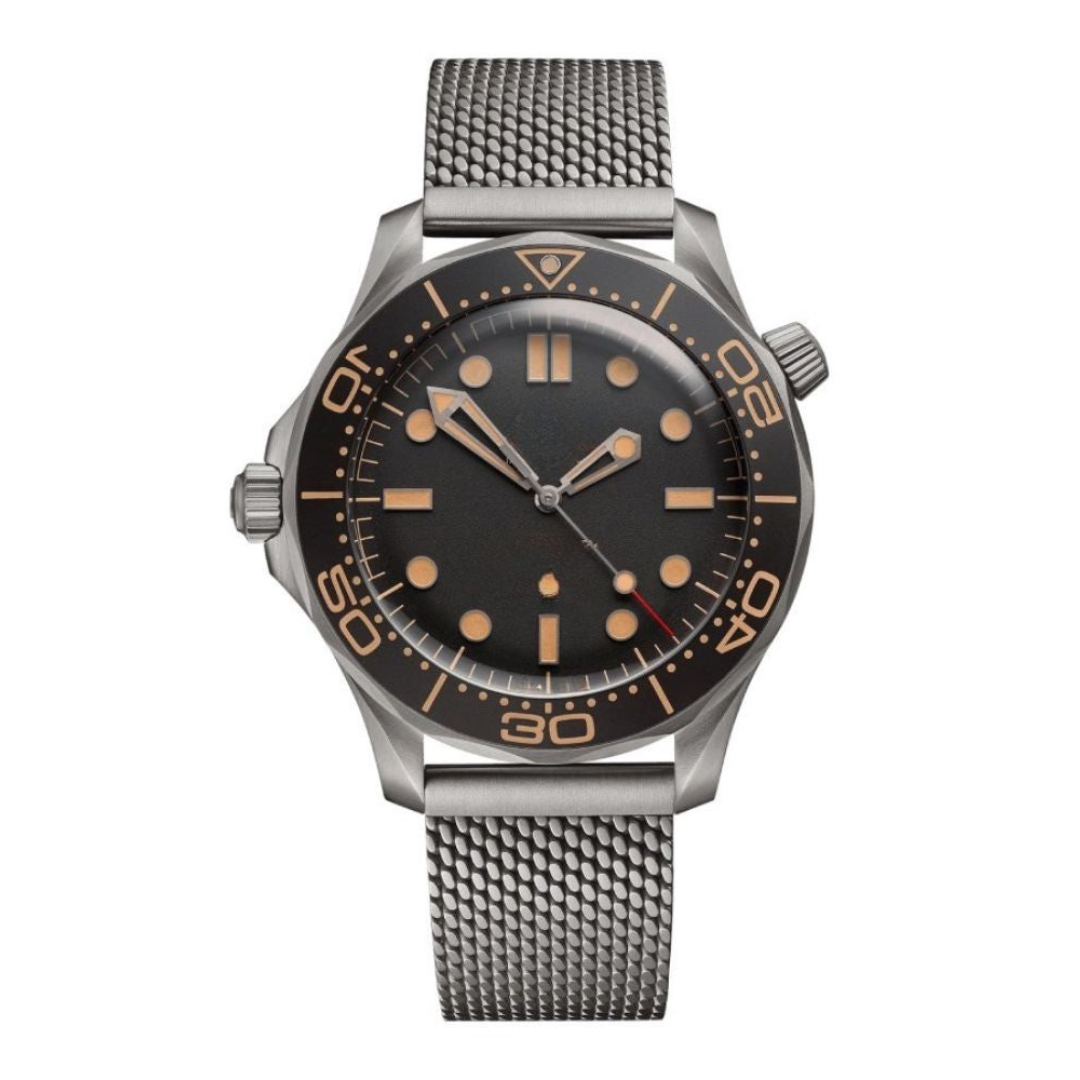 Mesh Detail Watch - Black Dial & Brown Ring