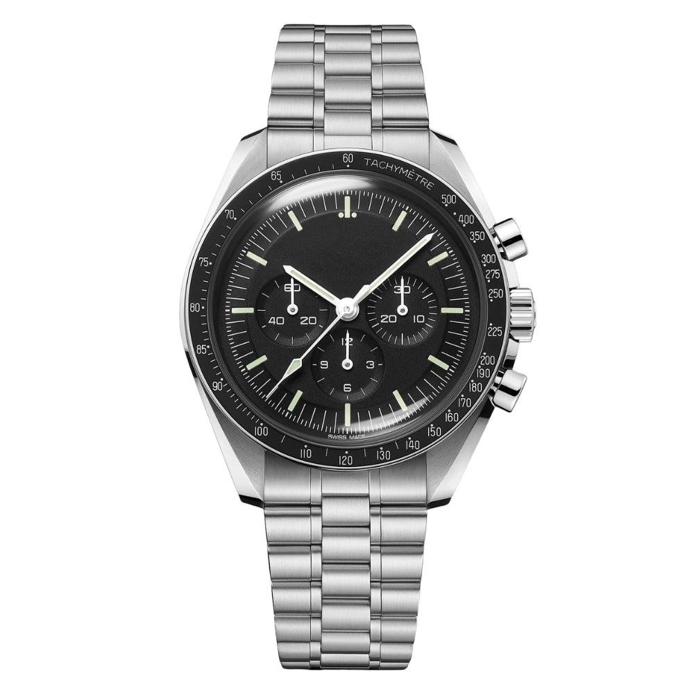 Dark Contrast Watch - Black Multi-Section Dial