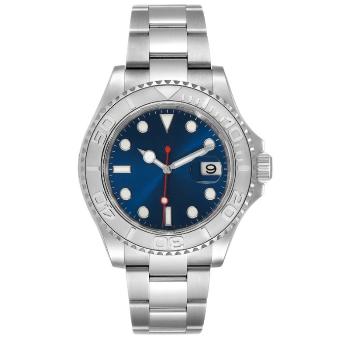 Blue Matte Watch - Metal Bracelet & Plain Ring
