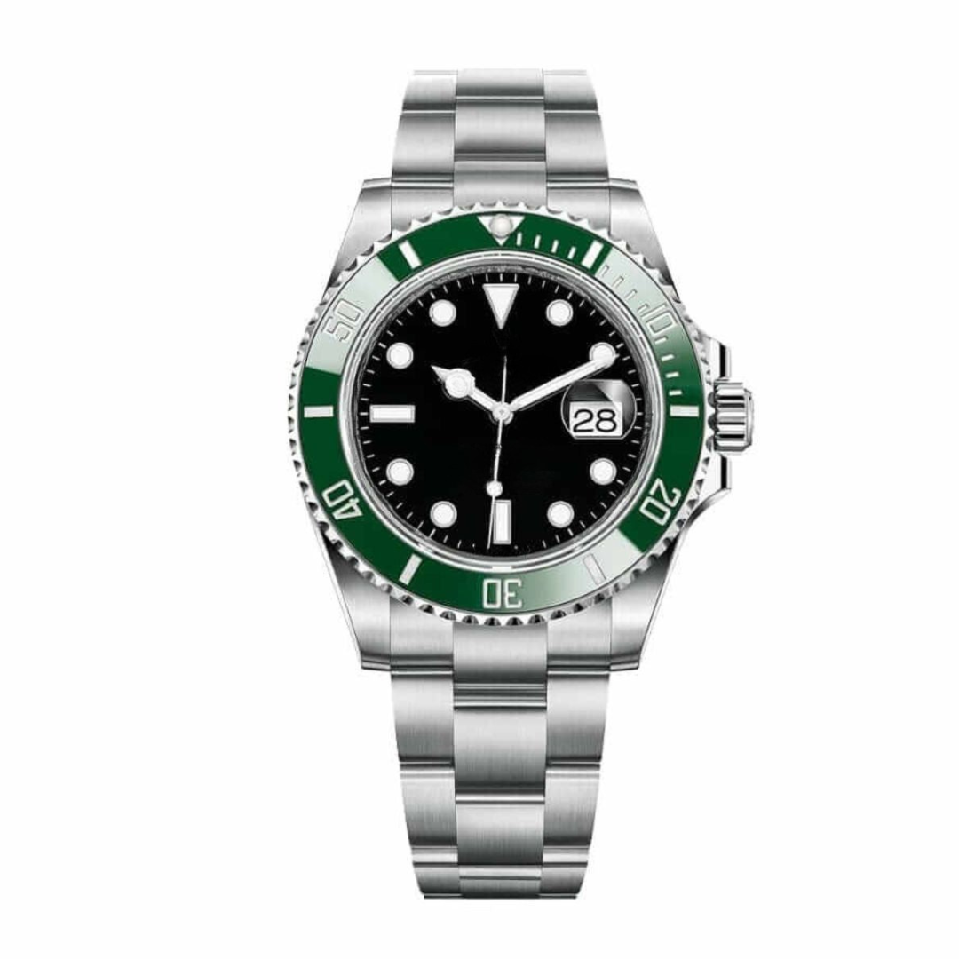 Green Edge Watch - Black Dial & Metal Bracelet