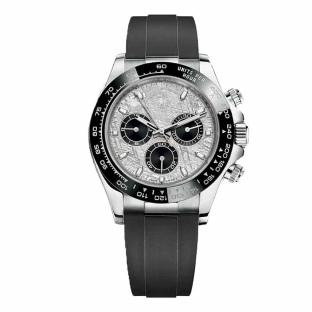 Pattern Face Watch - Grey Dial & Black Strap