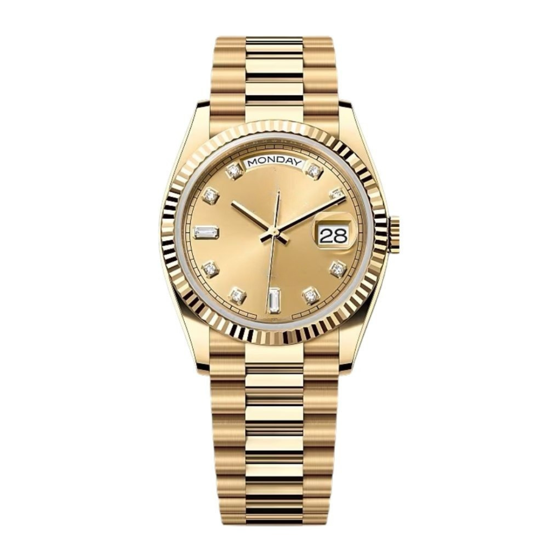 Champagne Accent Watch - Gold Tone & Decorative Markers