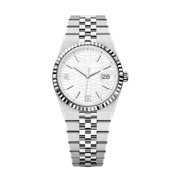 White Ridge Watch - Metal Bracelet & Textured Ring
