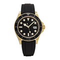 Warm Dark Watch - Gold-Tone Case & Black Strap