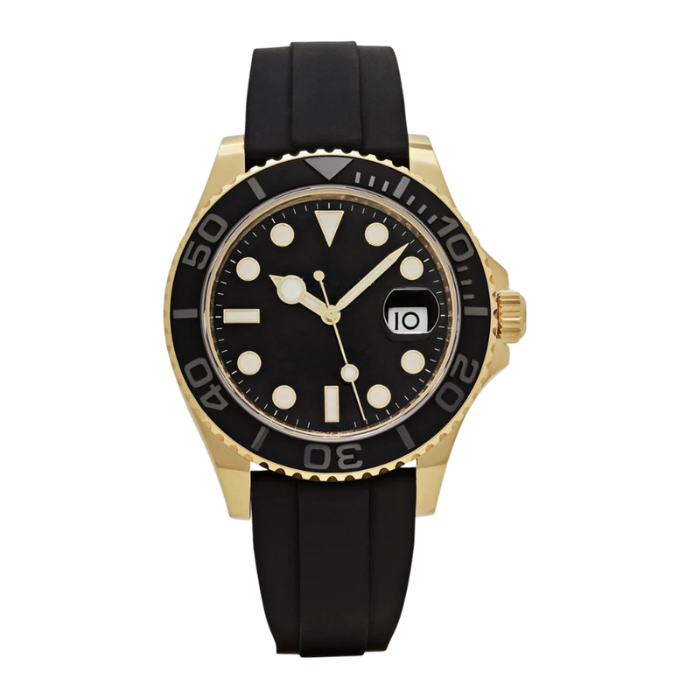 Warm Dark Watch - Gold-Tone Case & Black Strap