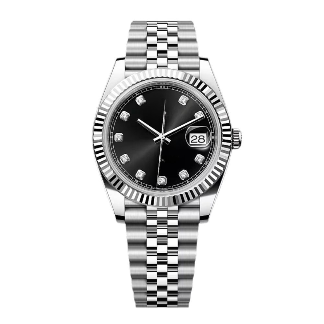 Black Highlight Watch - Decorative Dial & Metal Bracelet