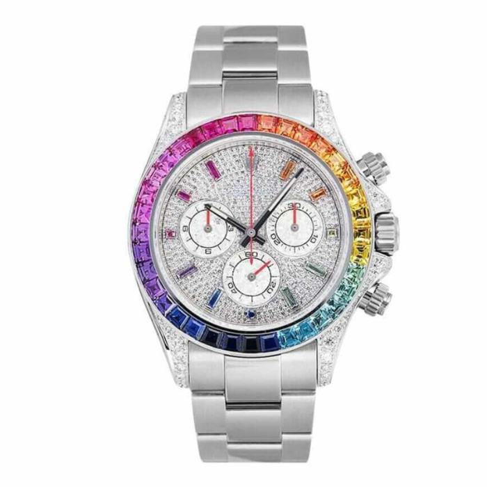 Bright Rim Watch - Black Dial & Multicolour Decoration