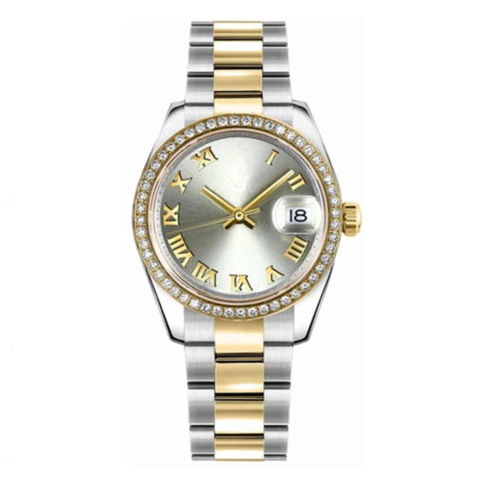 Slate Accent Watch - Two-Tone Bracelet & Decorative Ring