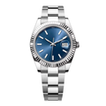 Clear Blue Watch - Metal Bracelet & Textured Ring