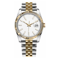 Champagne Link Watch - Two-Tone Bracelet & Ridged Ring