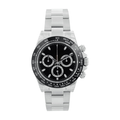 Black White Detail Watch - Metal Bracelet & Dark Ring