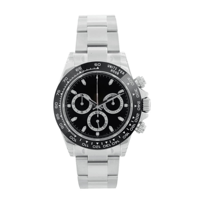 Black White Detail Watch - Metal Bracelet & Dark Ring