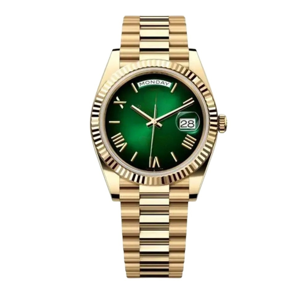 Gradient Green Watch - Gold-Tone Bracelet