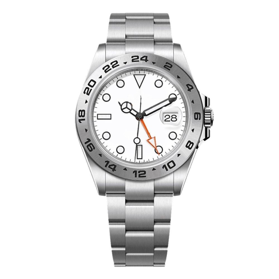 White Marker Watch - Metal Bracelet & Numbered Ring