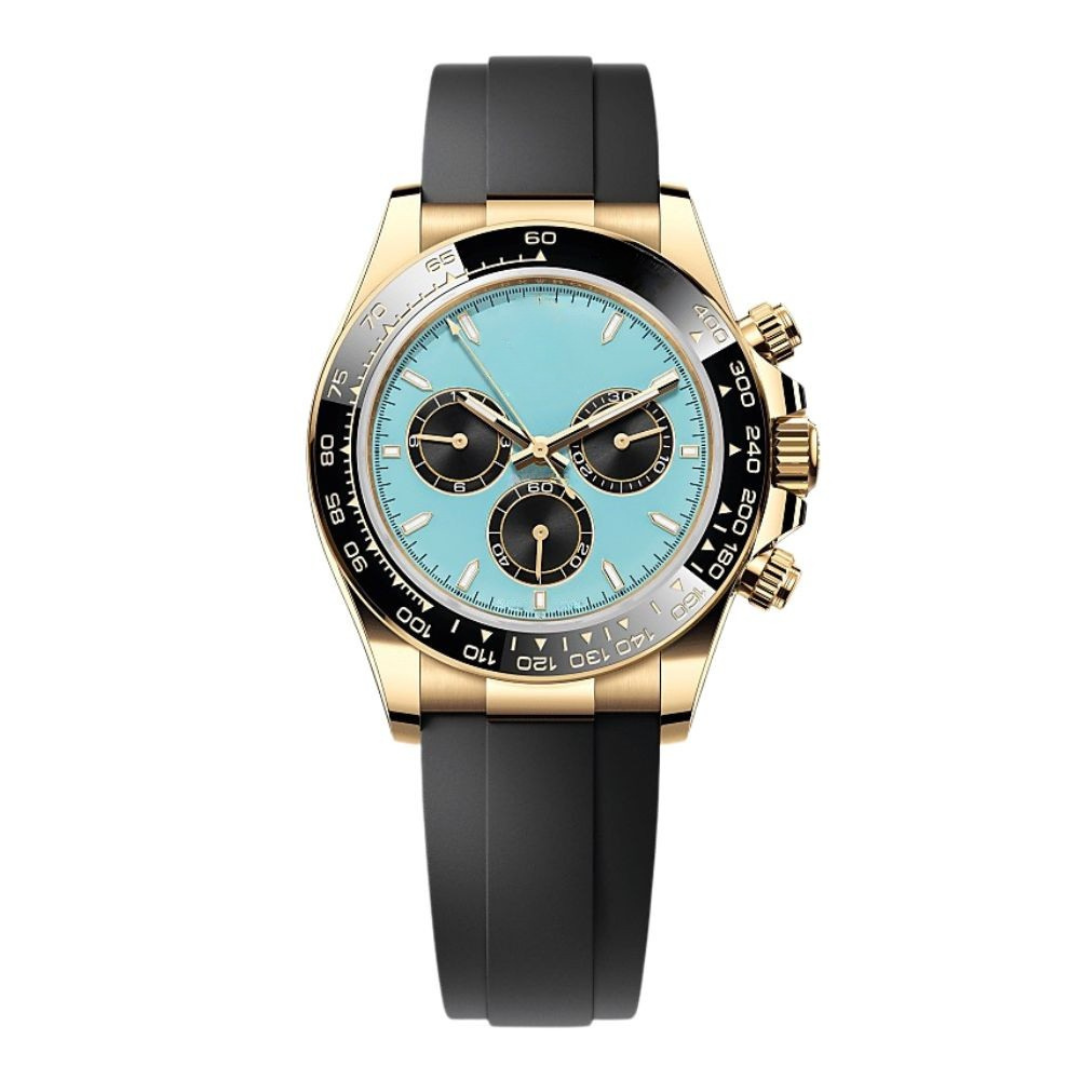 Turquoise Accent Watch - Gold Tone & Black Strap