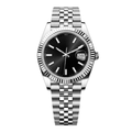 Black Centre Watch - Metal Bracelet & Ridged Ring