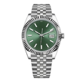 Green Centre Watch - Metal Bracelet & Ridged Ring
