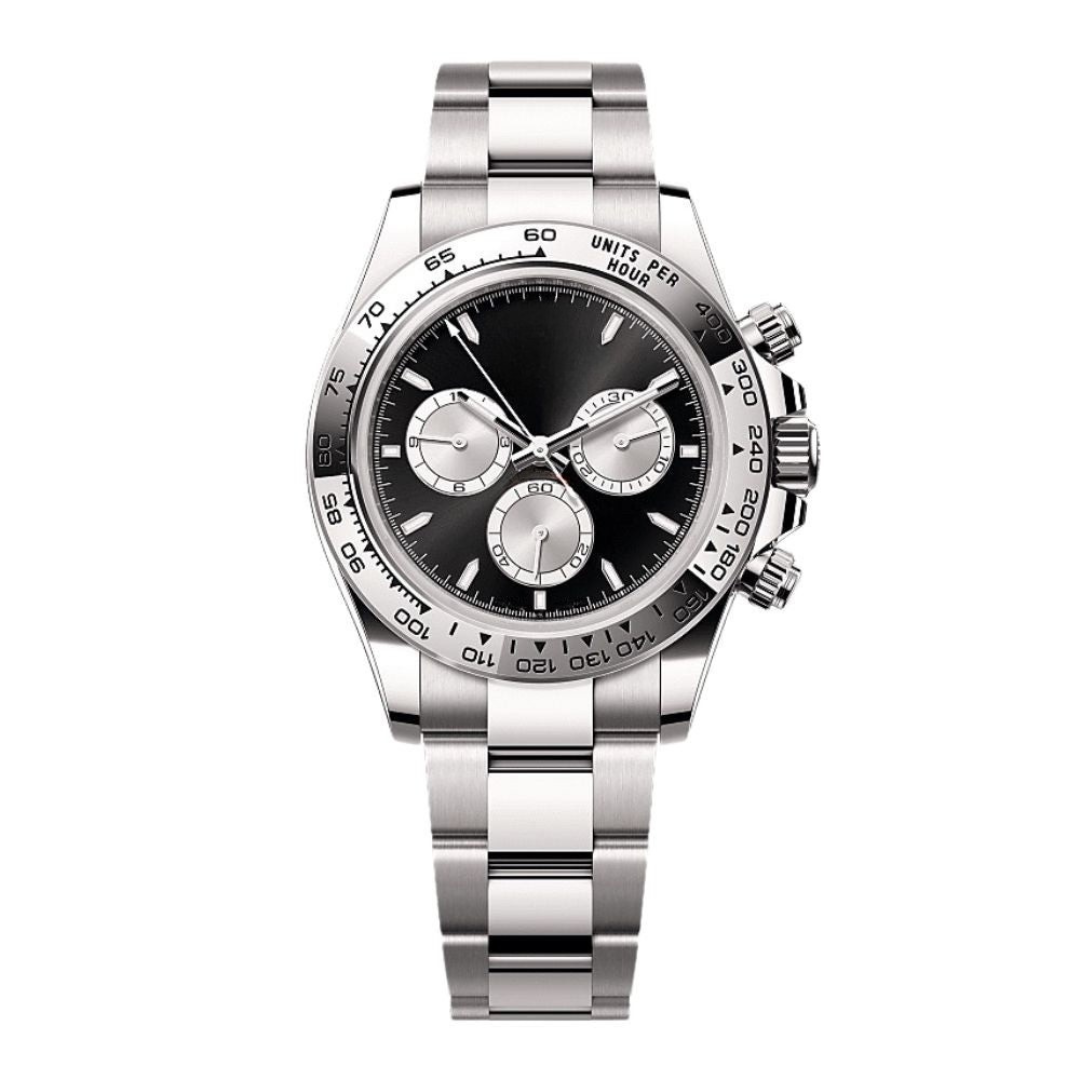 Black Silver Watch - Marked Outer Ring
