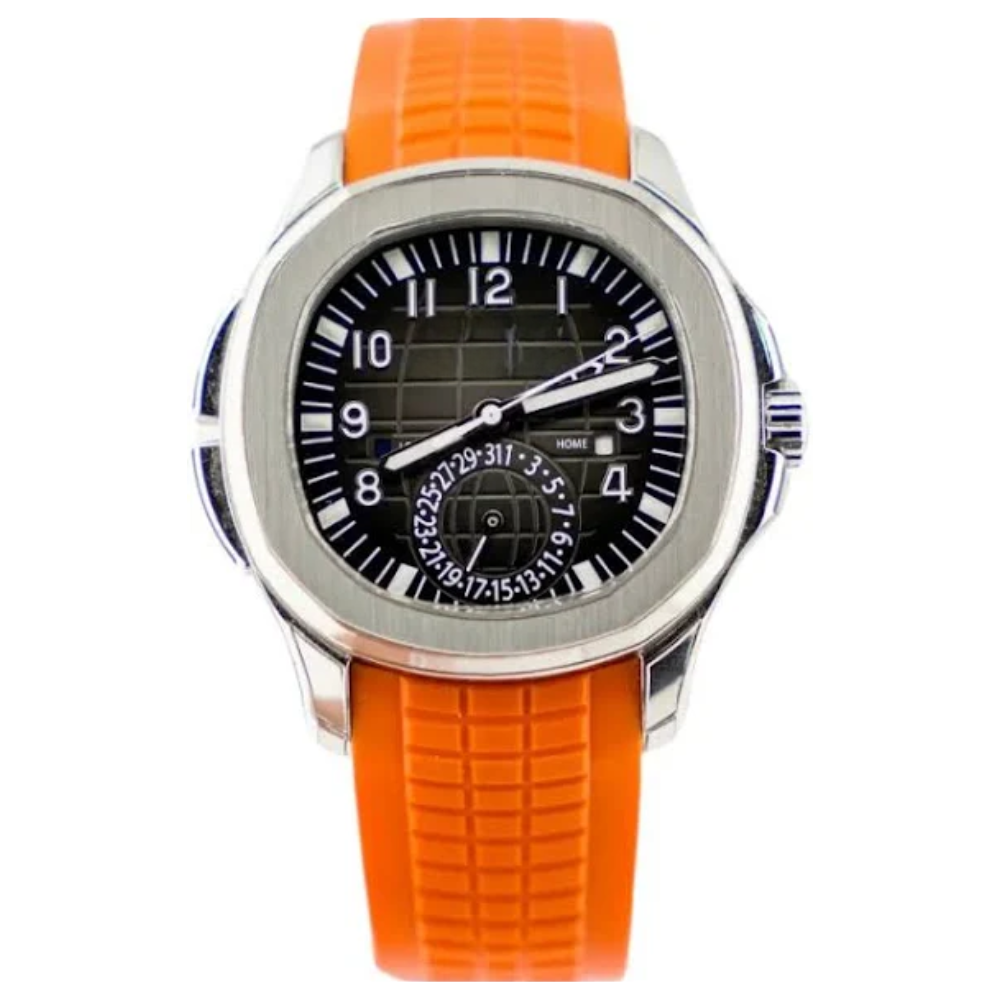 Orange Detail Watch - Silver-Coloured Dial